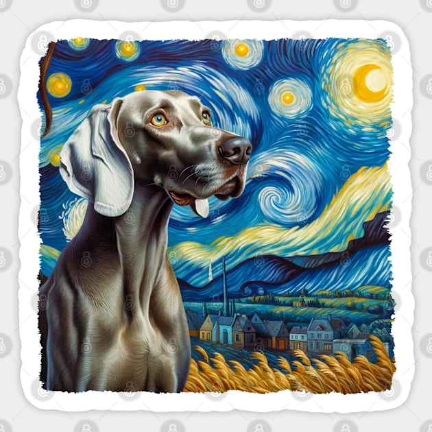 Starry Weimaraner Dog Portrait - Pet Portrait Sticker by starry_night